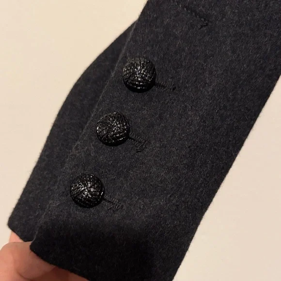 GUESS Black Charcoal Double-Breasted Belted Trench Coat - Picture 7 of 8